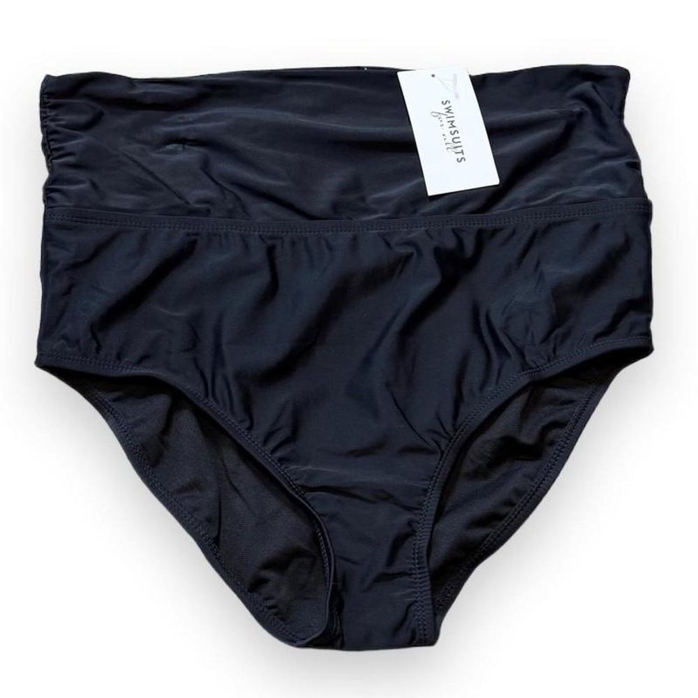 Swimsuits For All Black High Waist Bikini Bottoms, Women's Size 14